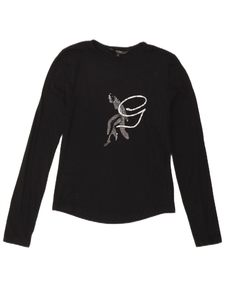 Guess By Marciano Top grafico da donna a maniche lunghe Taglia 3 XS Nero
