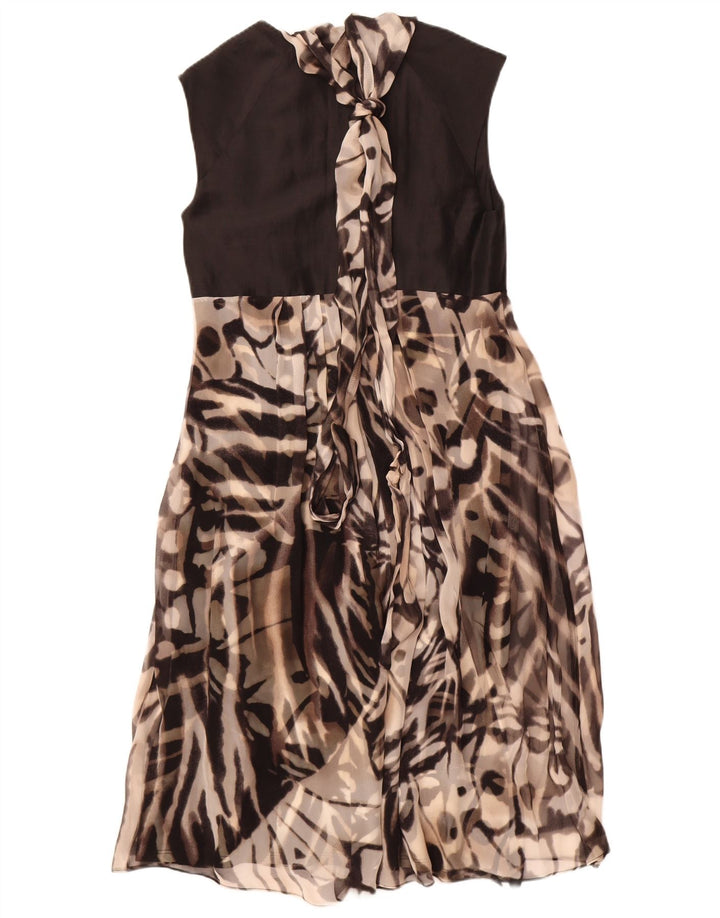 Abito a trapezio senza maniche da donna Max Mara UK 12 stampa animalier nera media