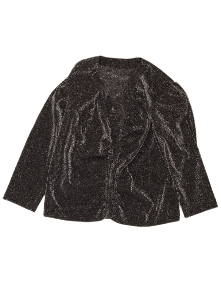 Top camicetta vintage da donna con maniche a 3/4 UK 16 grande nero