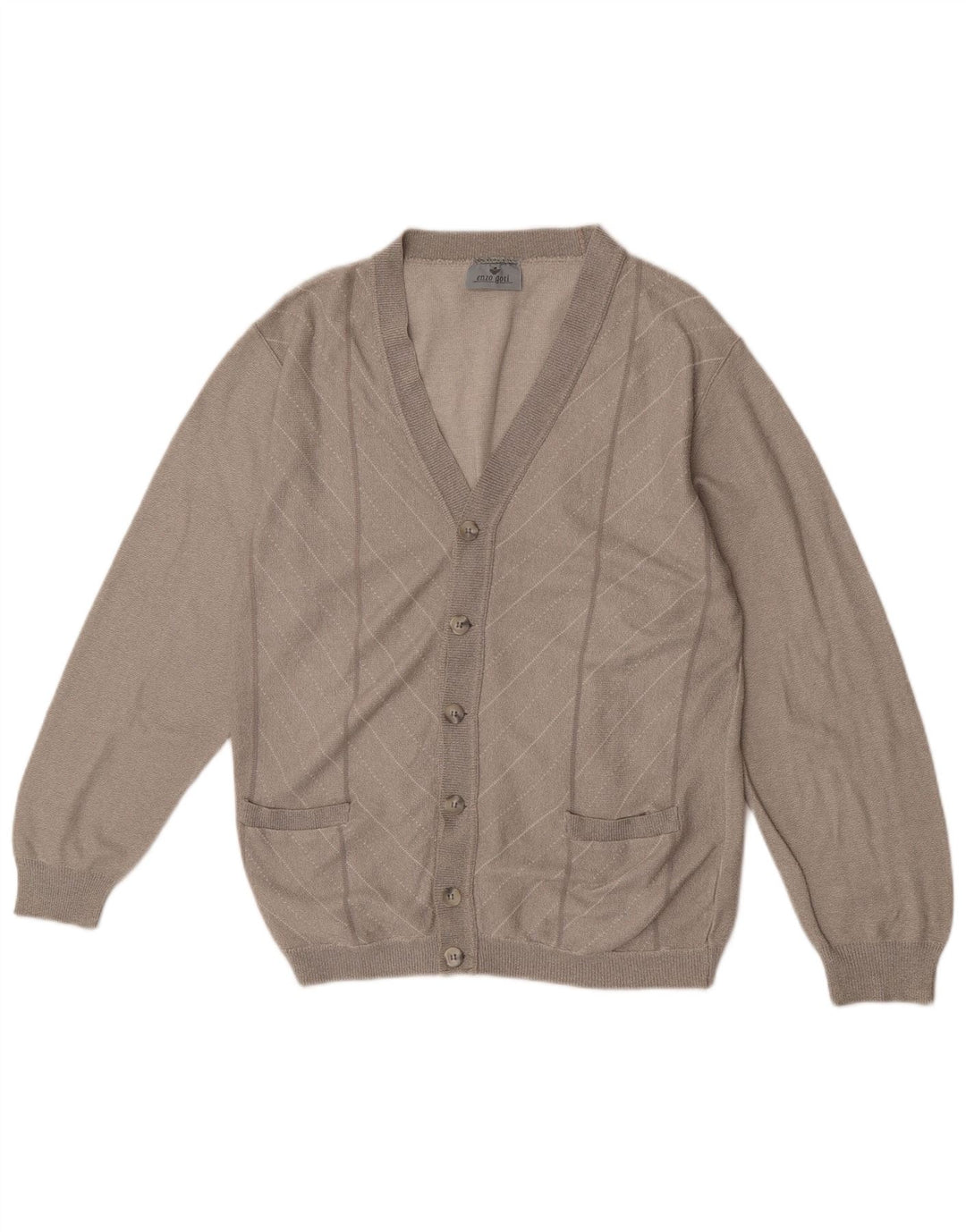 Maglione cardigan da uomo Enzo Goti piccolo grigio Chevron acrilico