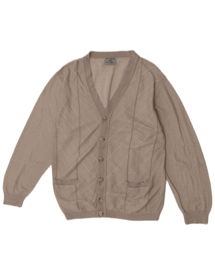 Maglione cardigan da uomo Enzo Goti piccolo grigio Chevron acrilico