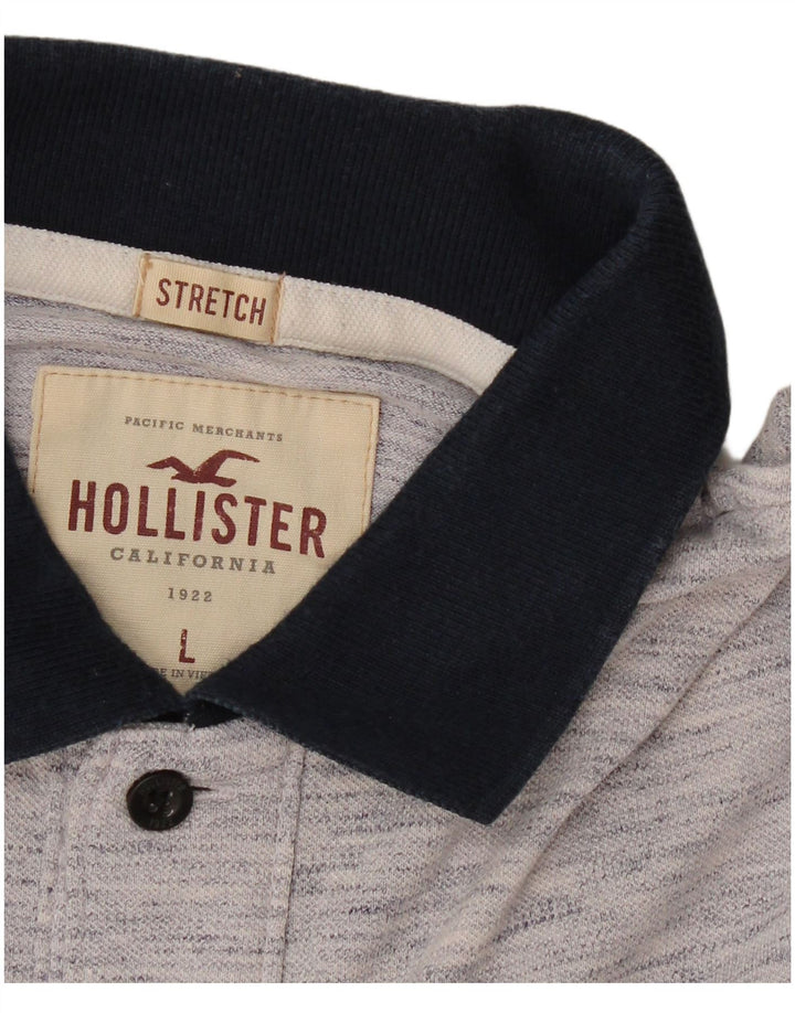 HOLLISTER Mens Stretch Polo Shirt Large Navy Blue Flecked