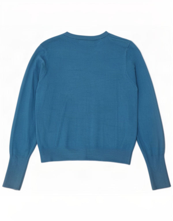 Maglione cardigan corto da donna Marks & Spencer UK 10 piccolo viscosa turchese
