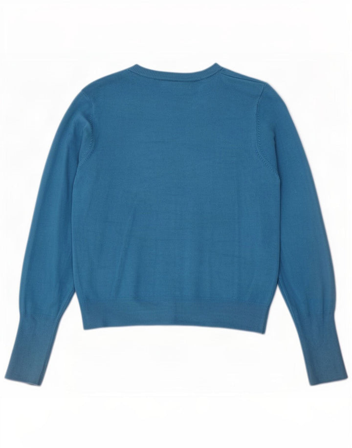Maglione cardigan corto da donna Marks & Spencer UK 10 piccolo viscosa turchese