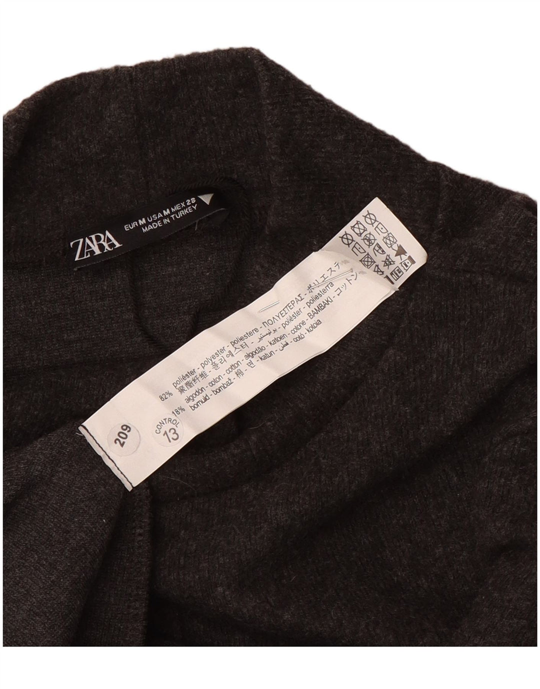 Abito maglione a maniche corte da donna Zara UK 12 Poliestere grigio medio