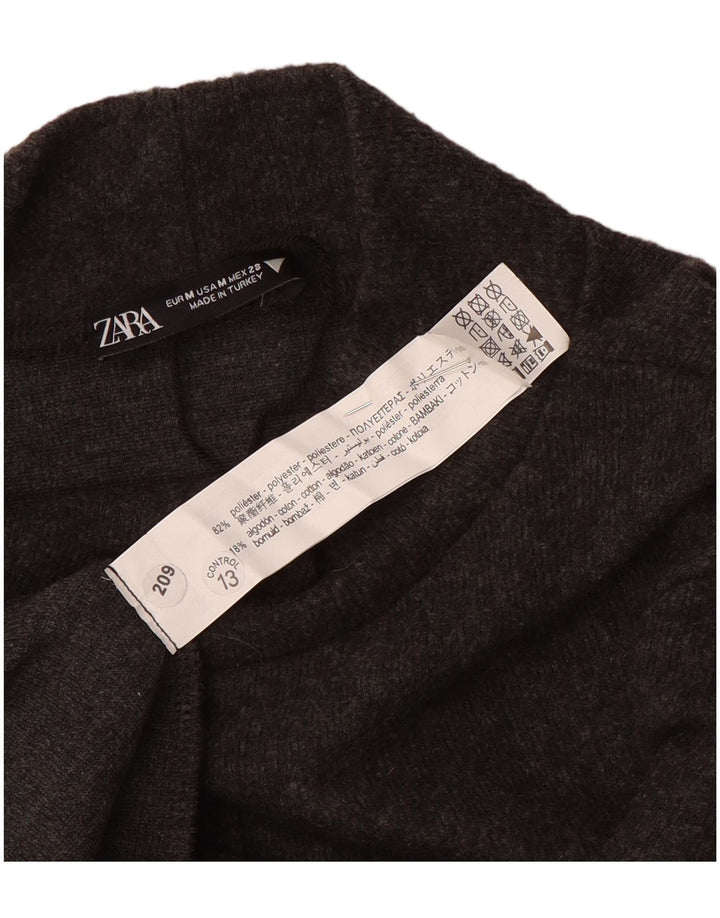 Abito maglione a maniche corte da donna Zara UK 12 Poliestere grigio medio