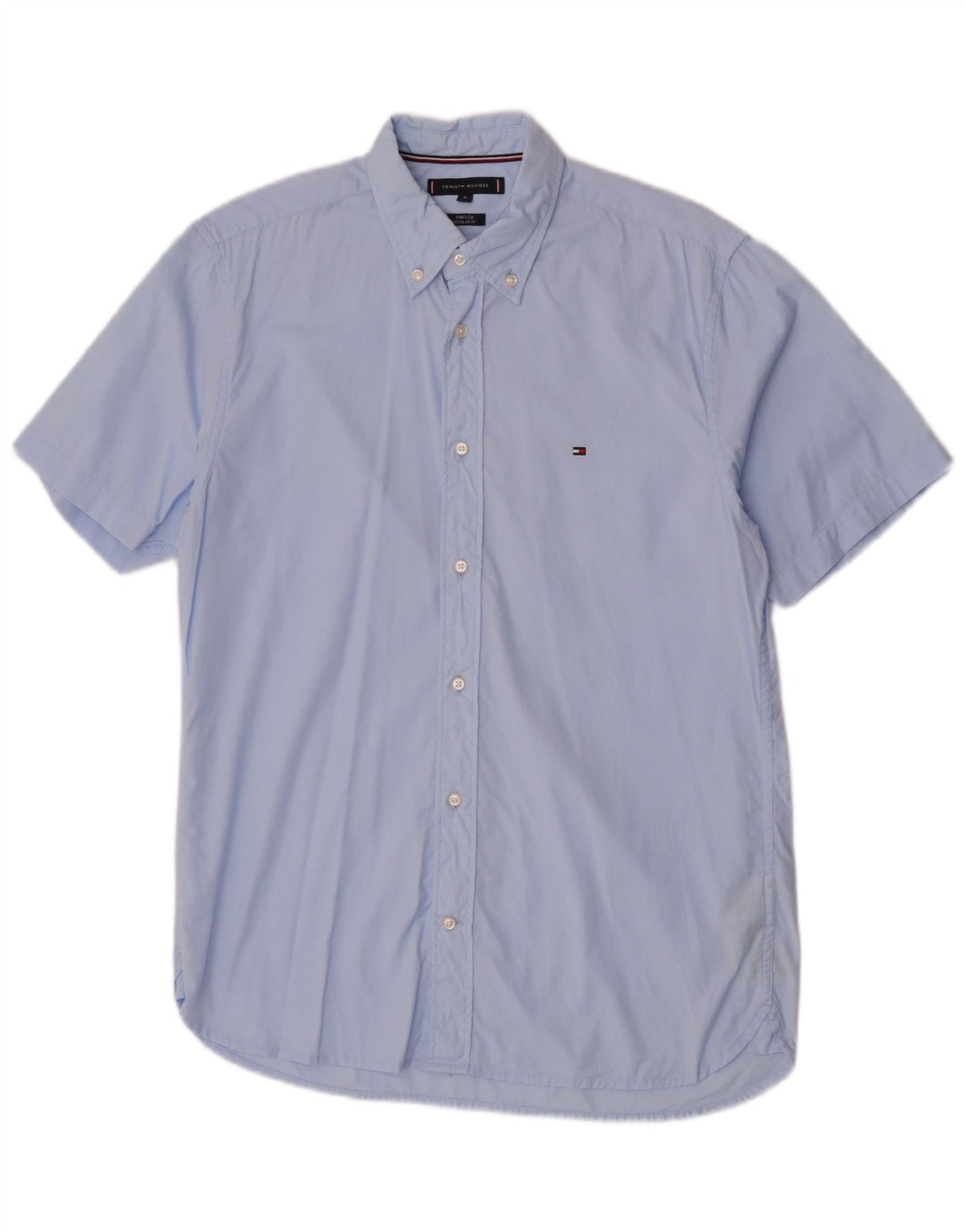 Camicia da uomo a maniche corte Regular Fit Tommy Hilfiger in cotone blu medio