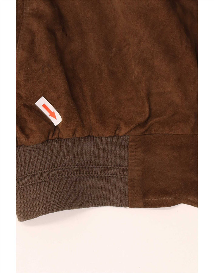 Giubbotto bomber in pelle scamosciata da uomo Montes EU 52 XL in pelle marrone