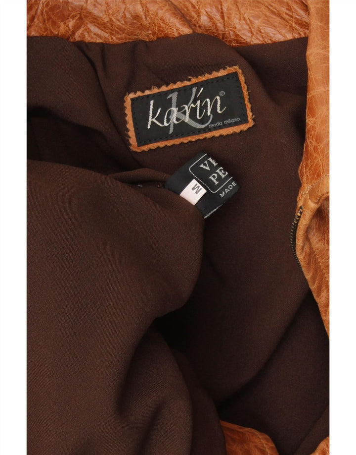 Giacca in pelle vestibilità ampia da uomo VINTAGE UK 38 Pelle marrone medio