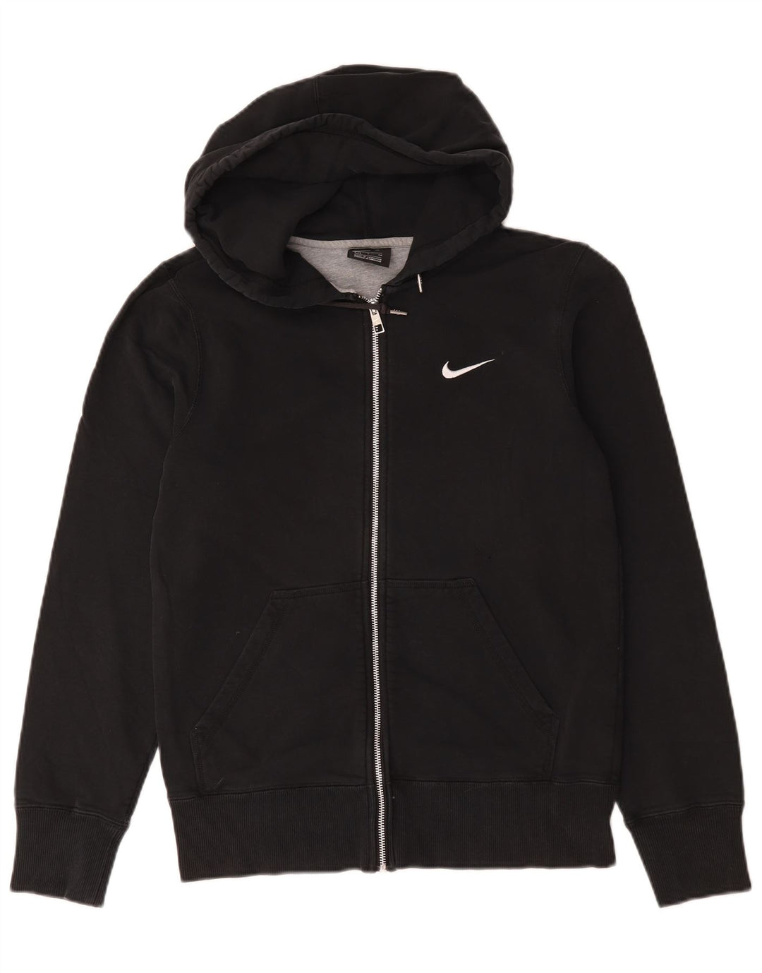 Felpa con cappuccio e zip Nike da uomo piccola in cotone nero