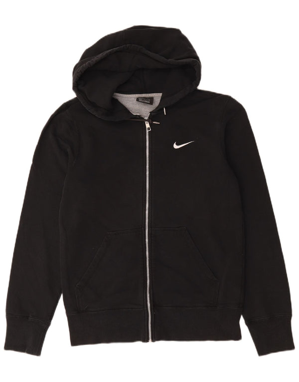 Felpa con cappuccio e zip Nike da uomo piccola in cotone nero