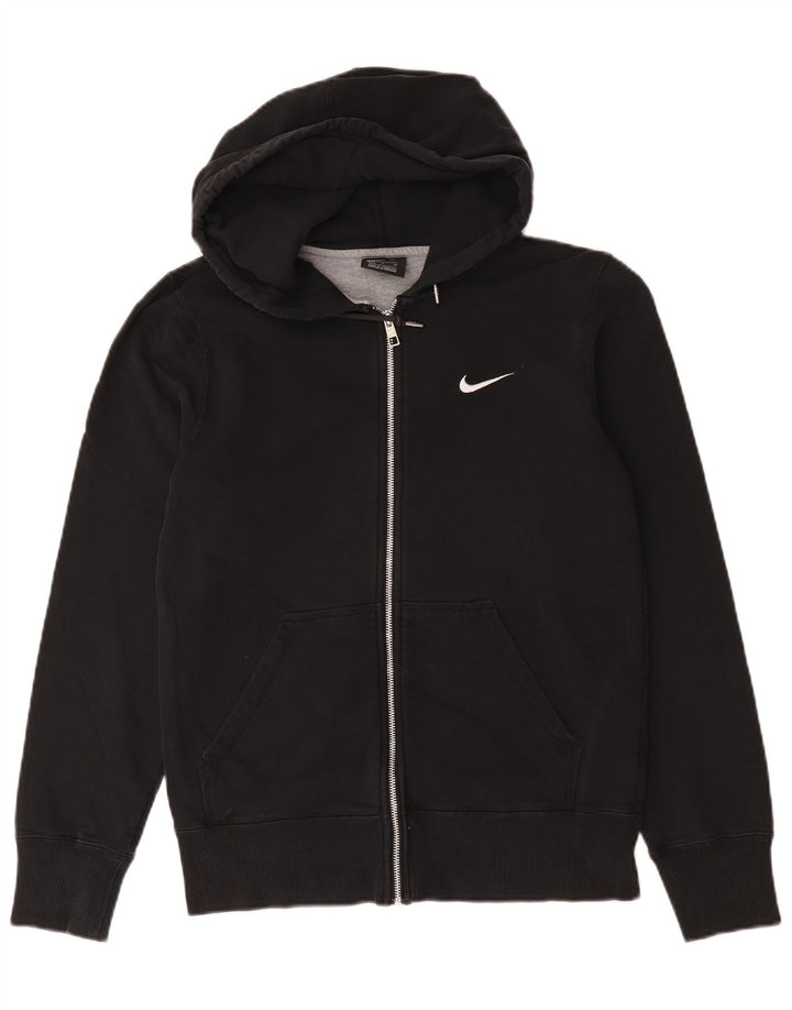 Felpa con cappuccio e zip Nike da uomo piccola in cotone nero
