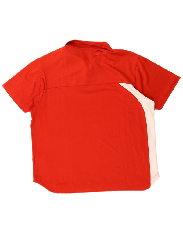 Polo da uomo Fila Large in poliestere color block rosso