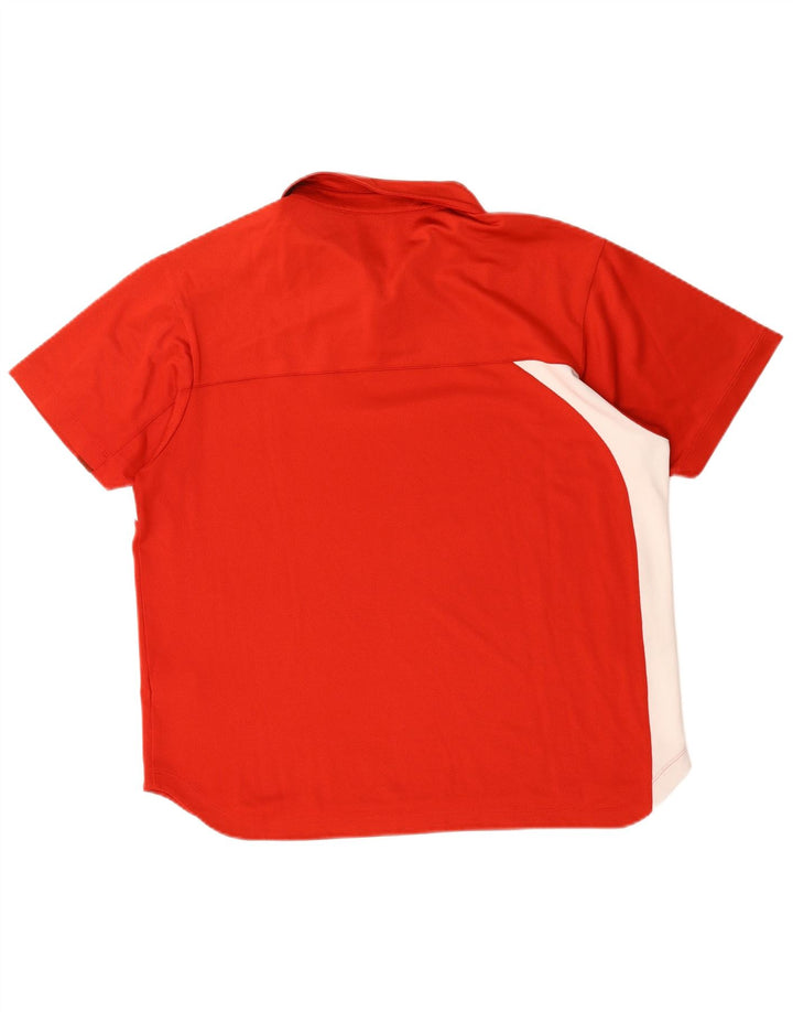 Polo da uomo Fila Large in poliestere color block rosso