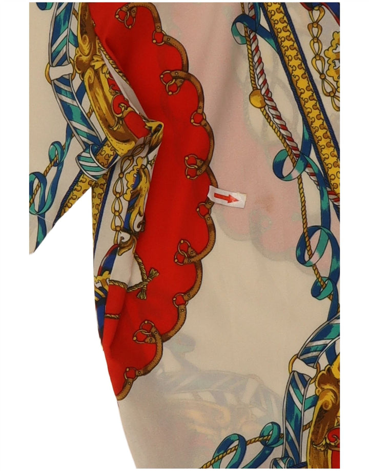 Camicetta camicia vintage da donna con motivo astratto UK 16 grande multicolore