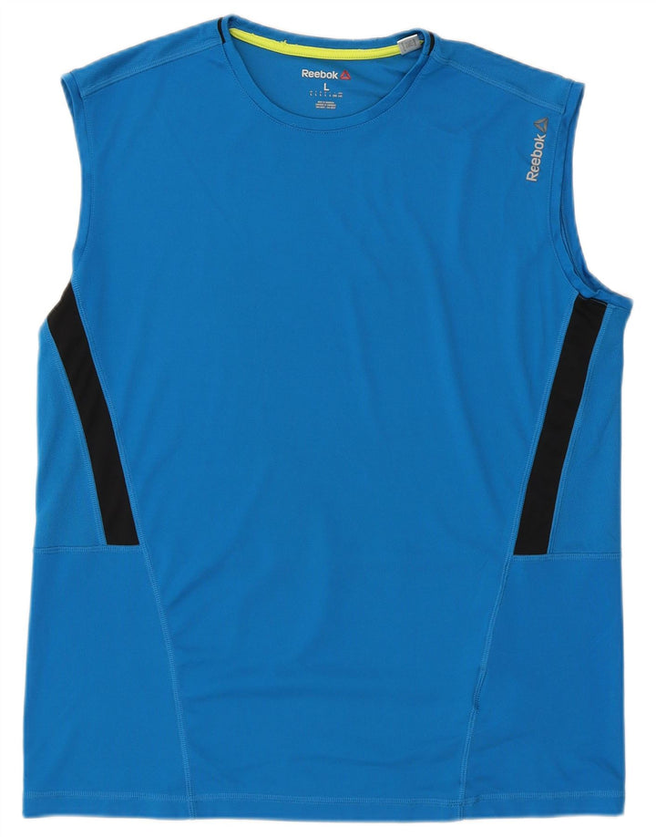 Canottiera Reebok da uomo grande blu in poliestere