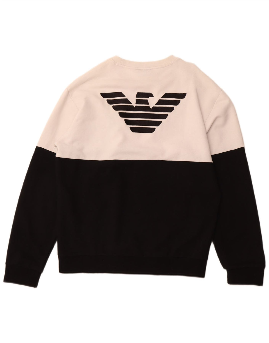 EMPORIO ARMANI Felpa con grafica da donna Maglione UK 18 XL Nero Colourblock