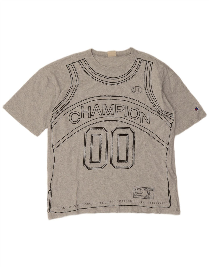 T-shirt grafica da uomo Champion Top grande in cotone grigio