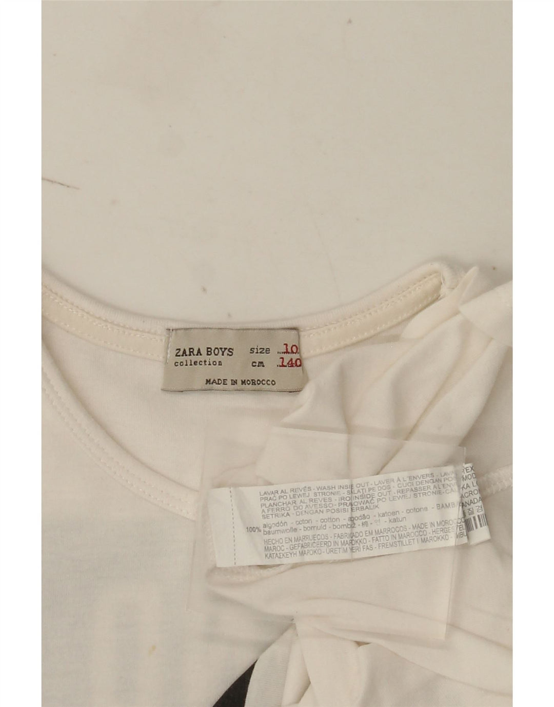 Top grafico Zara per ragazzi a maniche lunghe 9-10 anni in cotone color block bianco