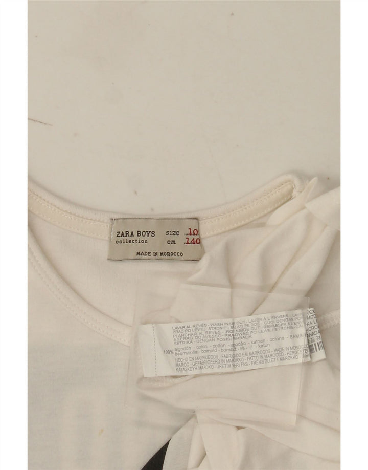 Top grafico Zara per ragazzi a maniche lunghe 9-10 anni in cotone color block bianco