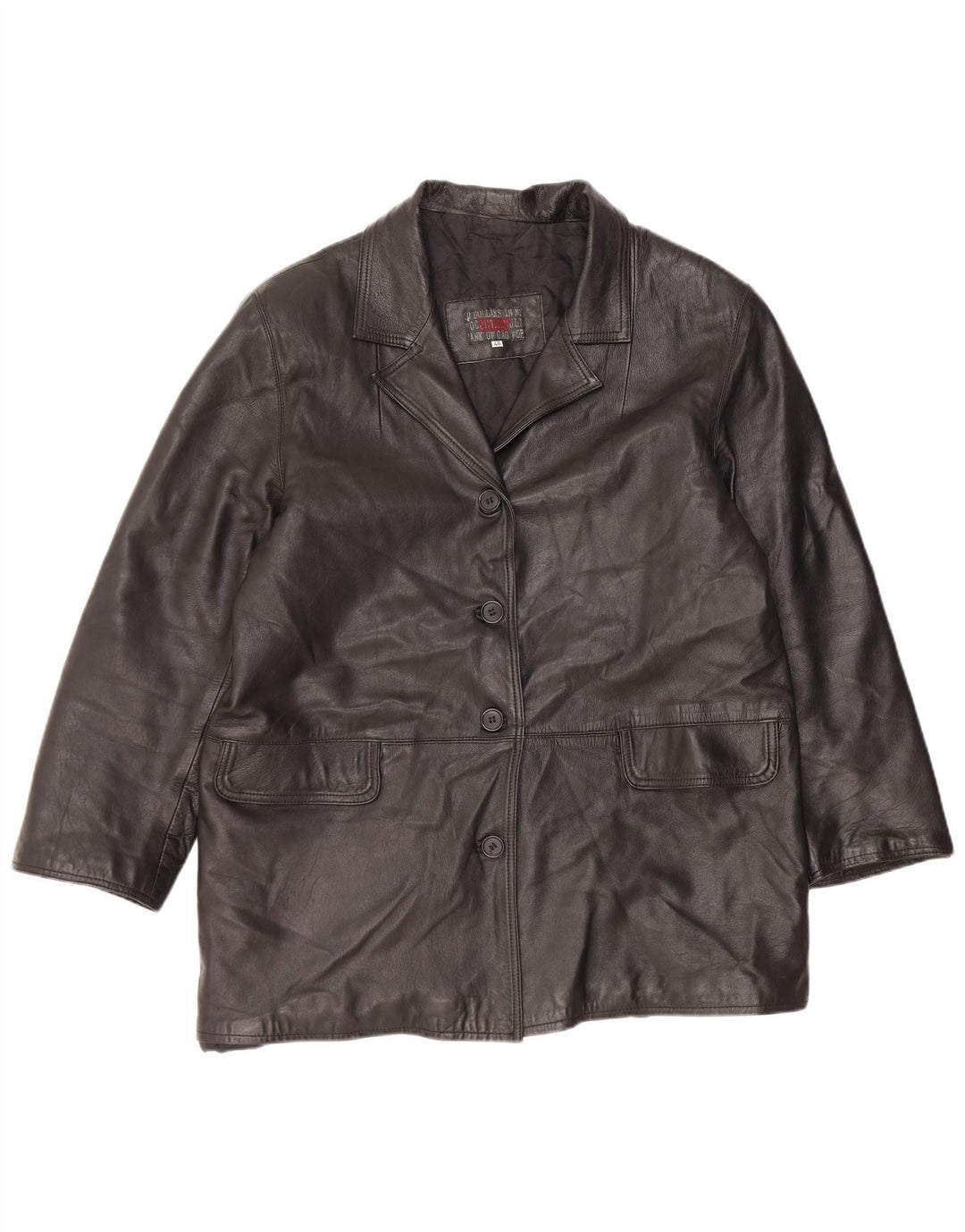 Cappotto in Pelle Donna VINTAGE IT 48 XL Pelle Nera