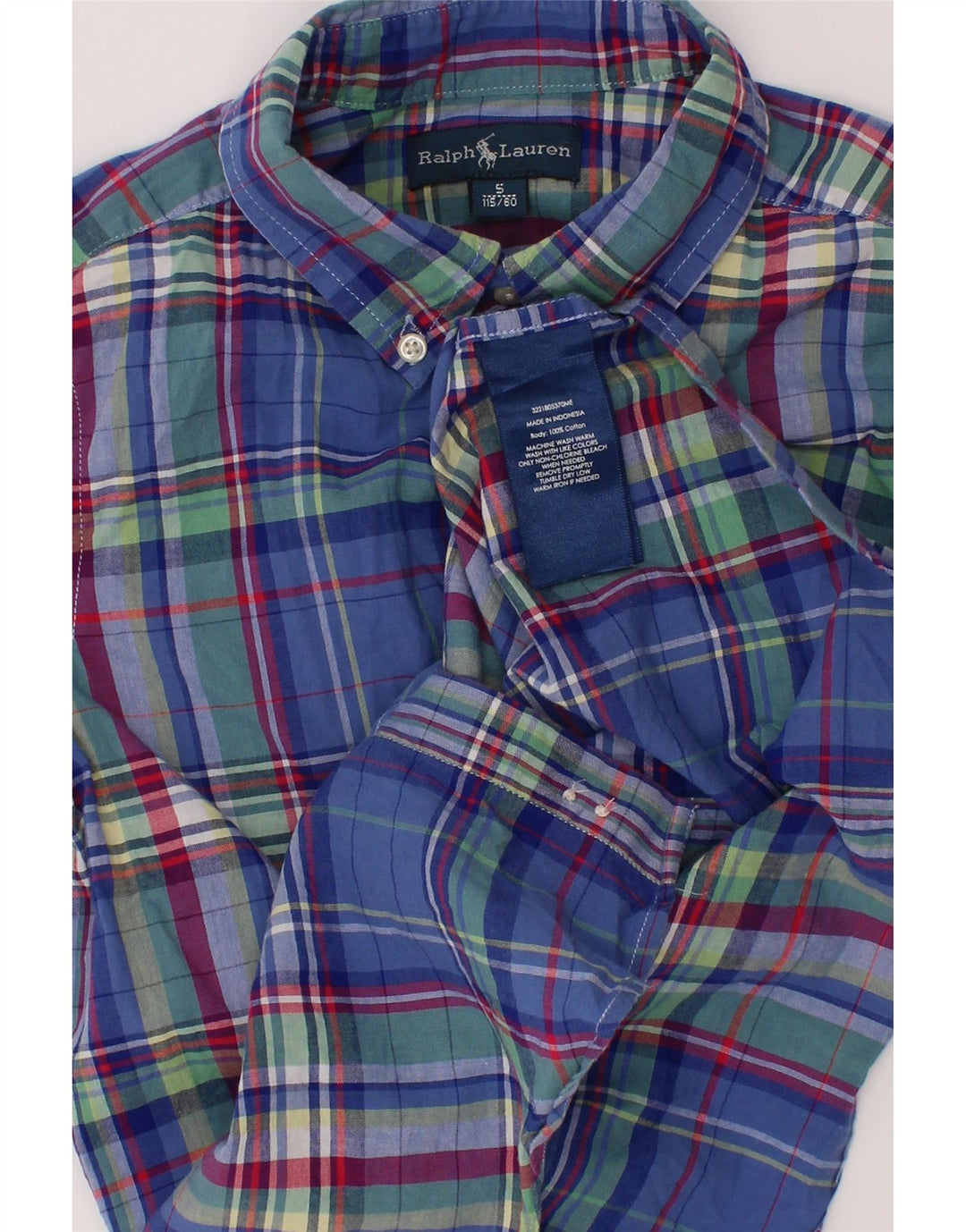 Camicia a maniche corte da bambino Ralph Lauren 4-5 anni in cotone a quadri blu