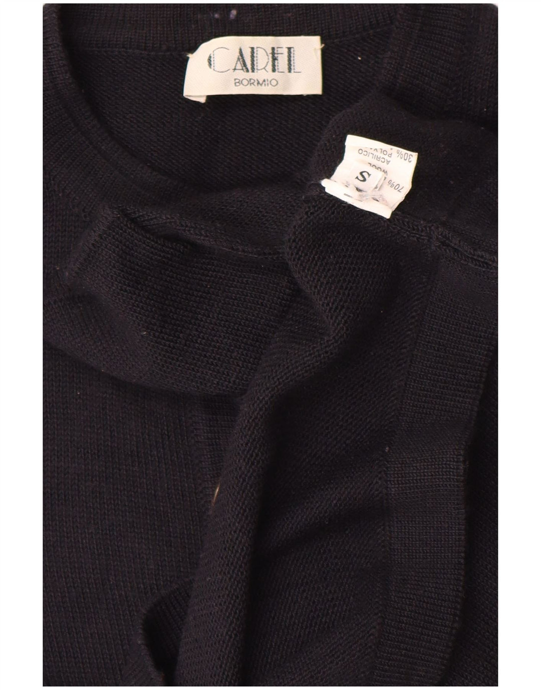Maglione cardigan oversize da donna vintage UK 10 piccolo lana blu navy
