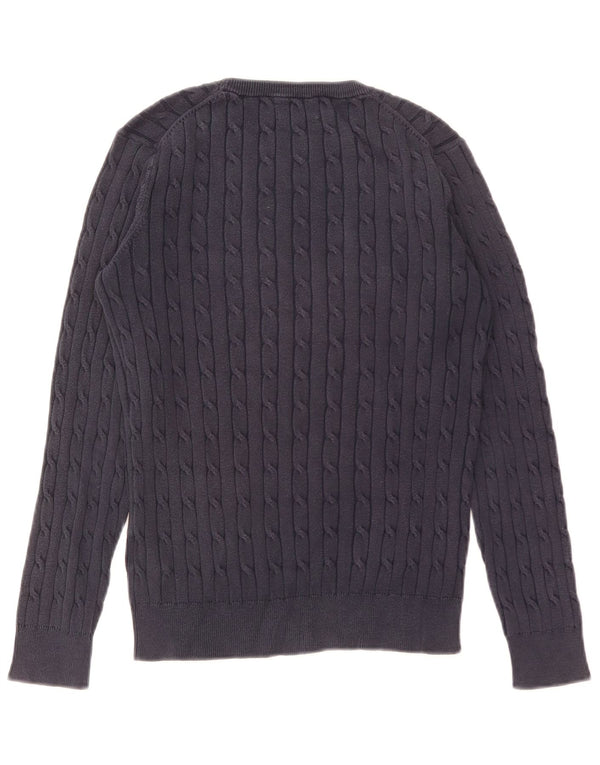 Maglione maglione girocollo da donna Gant UK 14 grande cotone blu navy