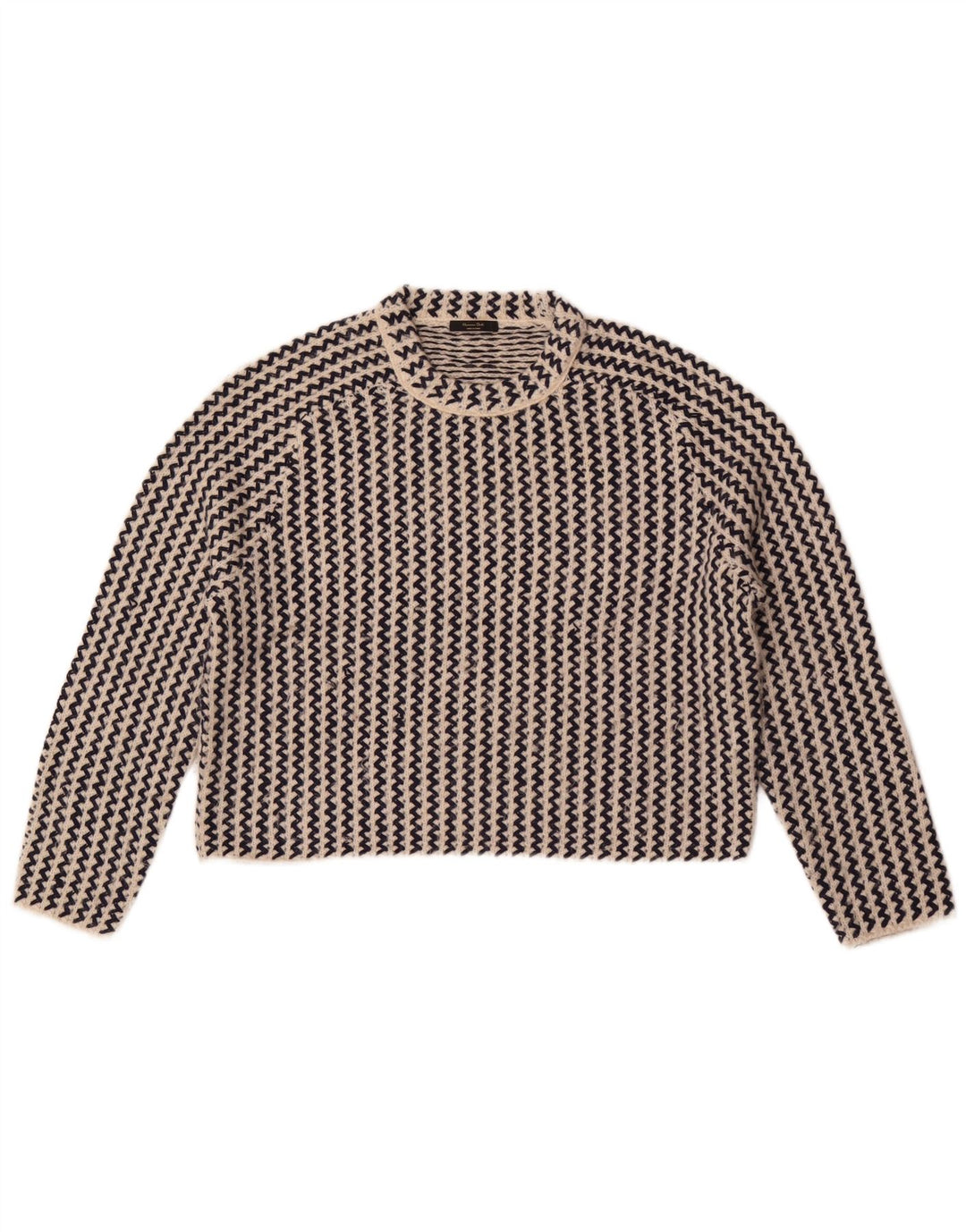 Maglione maglione girocollo corto da donna Massimo Dutti UK 10 piccolo bianco sporco