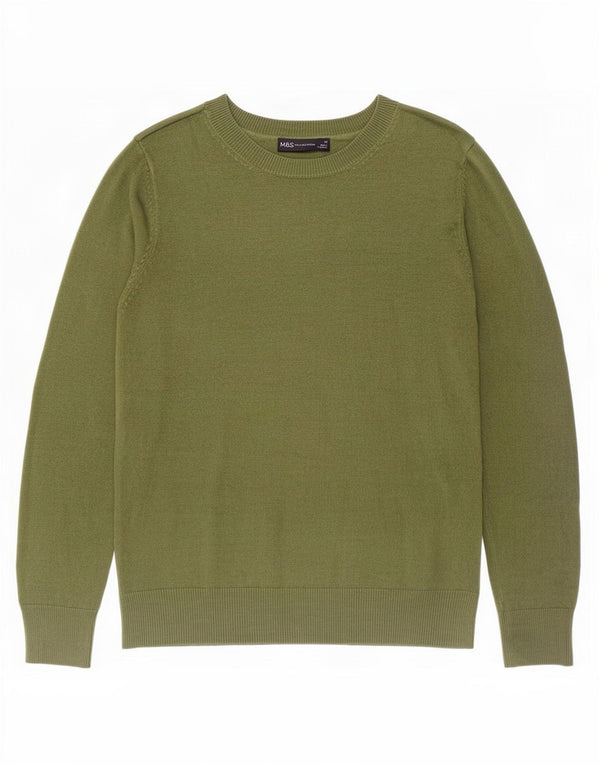 Maglione maglione girocollo da donna Marks & Spencer UK 12 Acrilico verde medio