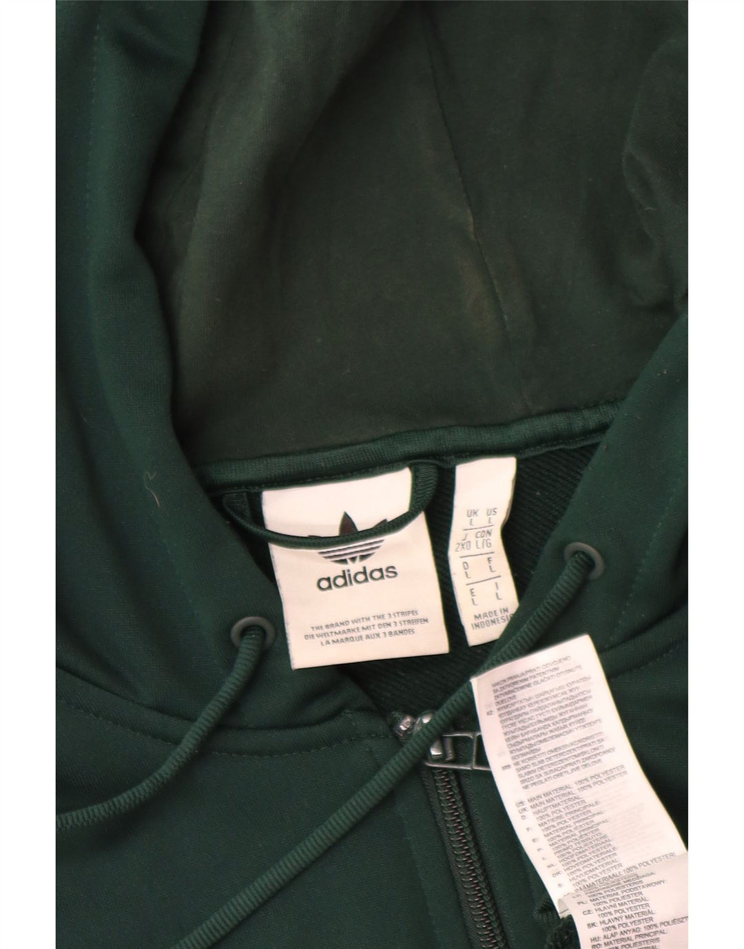 Maglione con cappuccio e zip grafica da uomo Adidas grande in poliestere color block verde
