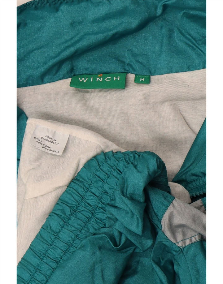 Giacca da ginnastica vintage da uomo in poliammide color block verde medio