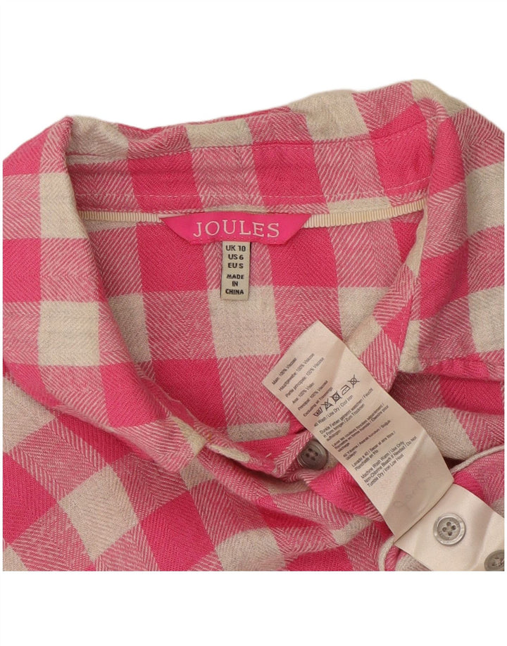 Camicia in flanella oversize da donna Joules UK 10 piccola viscosa a quadretti rosa