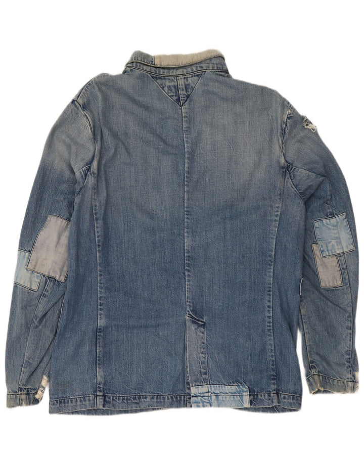 Giacca in denim invecchiato da donna Tommy Hilfiger UK 18 XL Patchwork blu