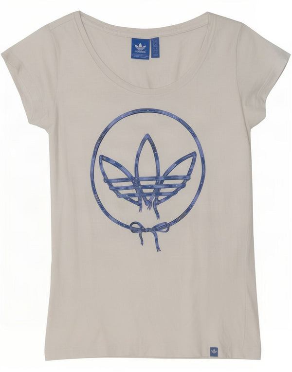 T-shirt grafica da donna Adidas Top UK 10 piccola in cotone bianco