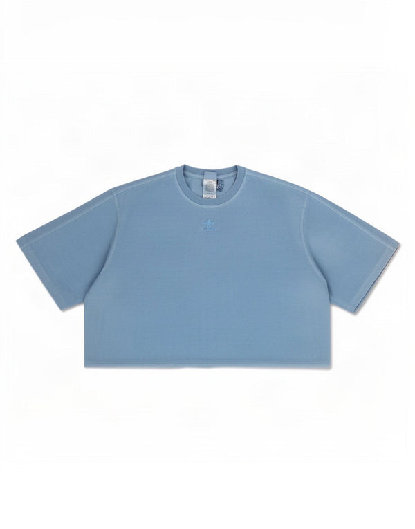 T-shirt grafica oversize corta Adidas da donna UK 16/18 grande cotone blu