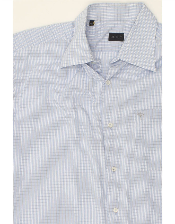 JOOP Mens Short Sleeve Shirt Size 41 16 Large Blue Check Cotton Vintage Joop and Second-Hand Joop from Messina Hembry 