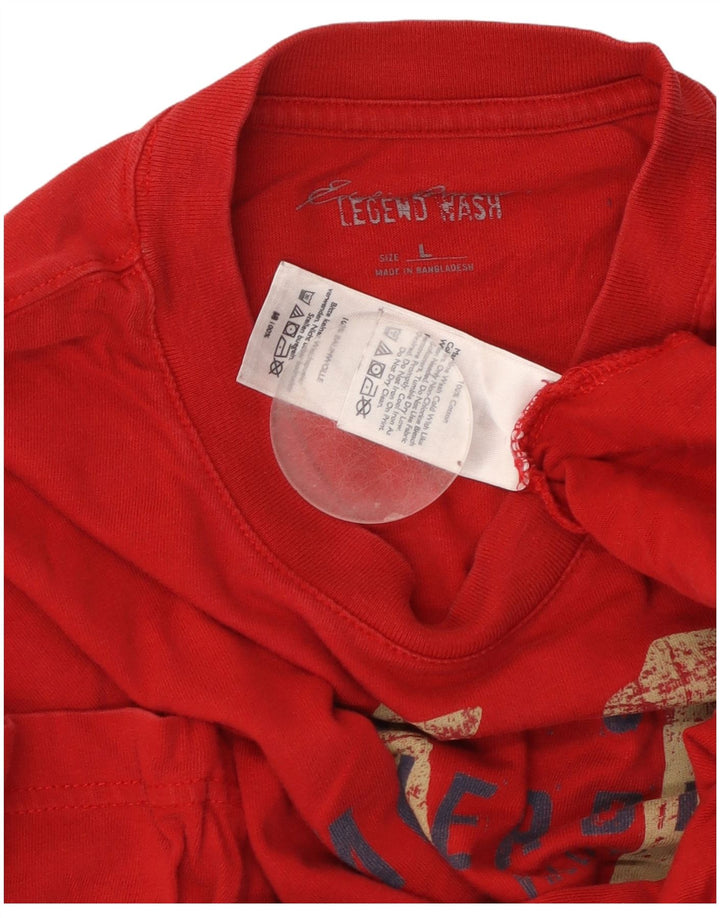 EDDIE BAUER T-shirt grafica da uomo Top grande in cotone rosso