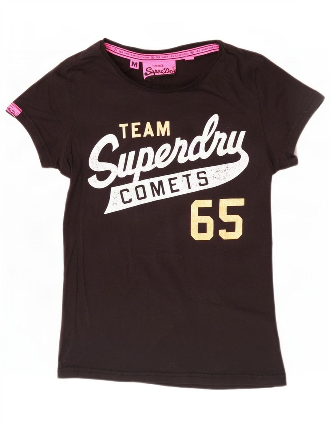 T-shirt grafica da donna Superdry Top UK 12 cotone medio nero