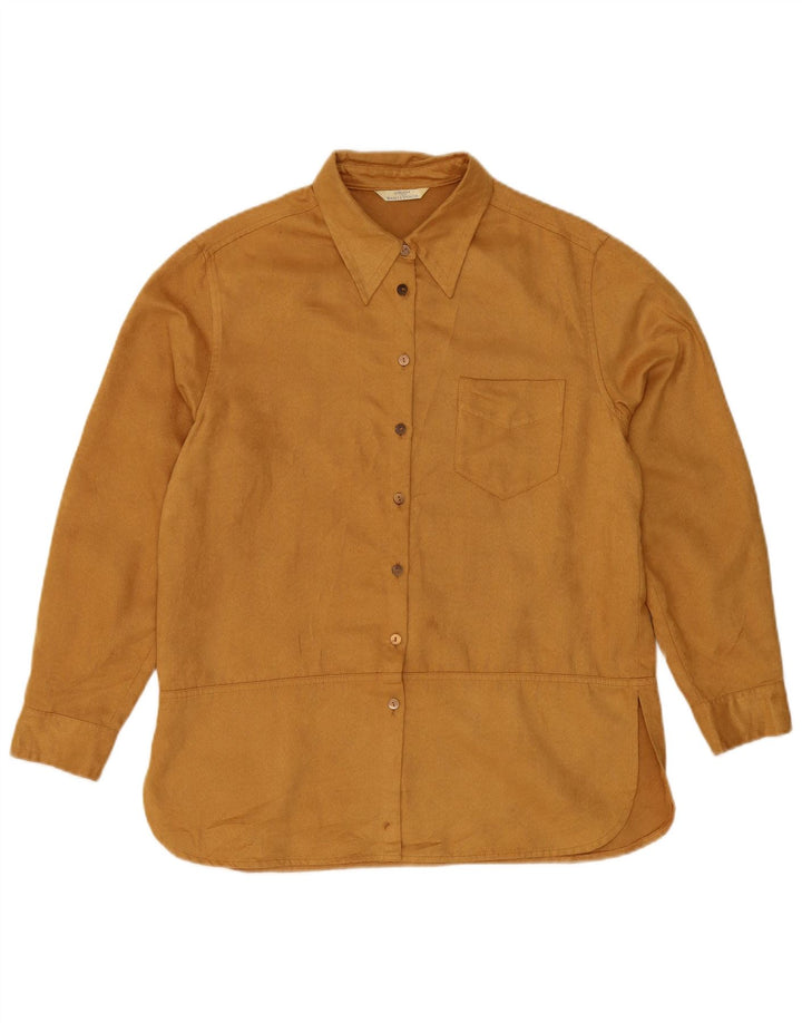 Camicia da donna Marks & Spencer in finta pelle scamosciata UK 10 piccola poliestere beige