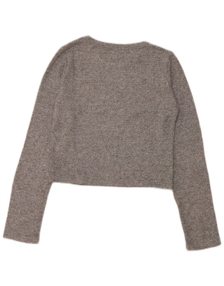 Top corto da donna Zara a maniche lunghe UK 14 grande grigio