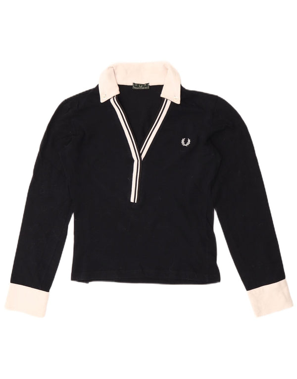 Polo da rugby corta da donna Fred Perry UK 12 color block blu navy medio