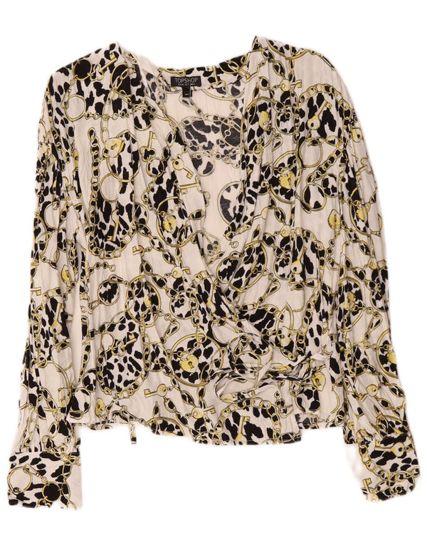 Topshop Cardigan avvolgente oversize da donna con motivo astratto oversize UK 6 XS Bianco
