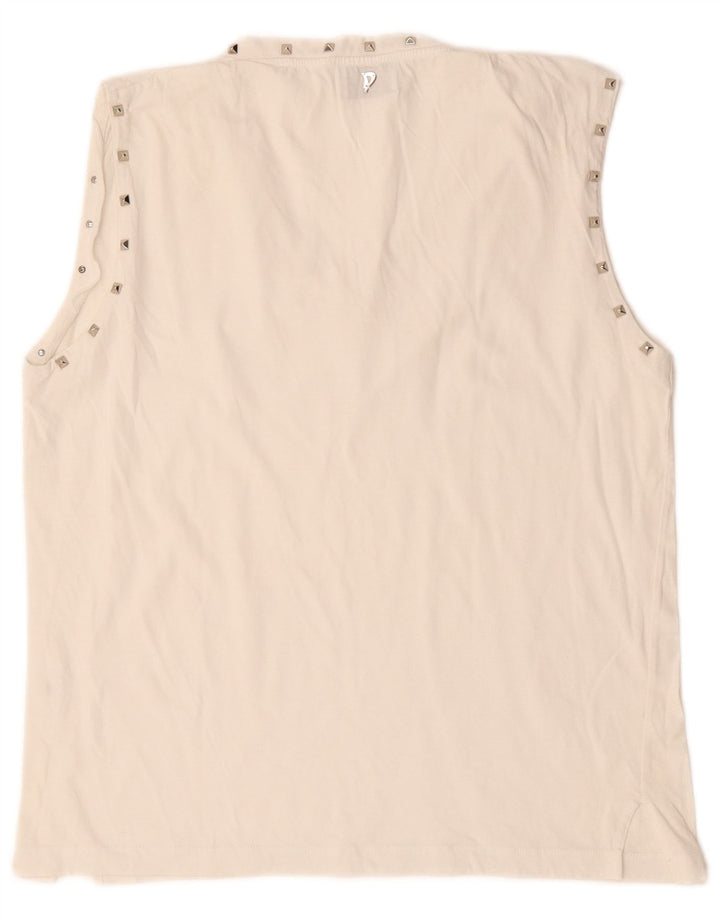 Dondup Camicetta senza maniche da donna Top UK 14 Medio Bianco