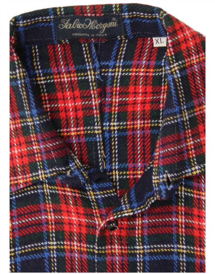 Camicia overshirt a quadri da uomo vintage XL scozzese rossa