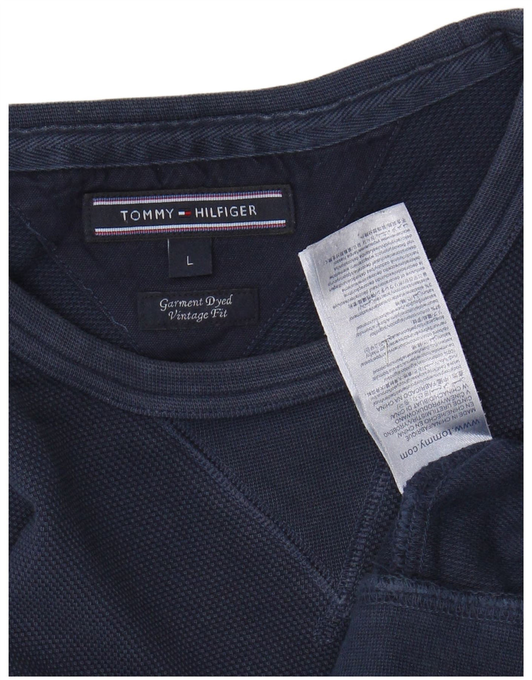 TOMMY HILFIGER Felpa da uomo vintage fit maglione grande cotone blu navy