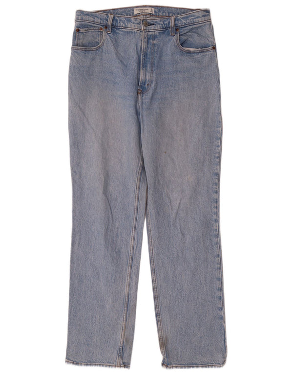 Jeans dritti da donna Abercrombie & Fitch US 12 Large W31 L31 Blu anni '90