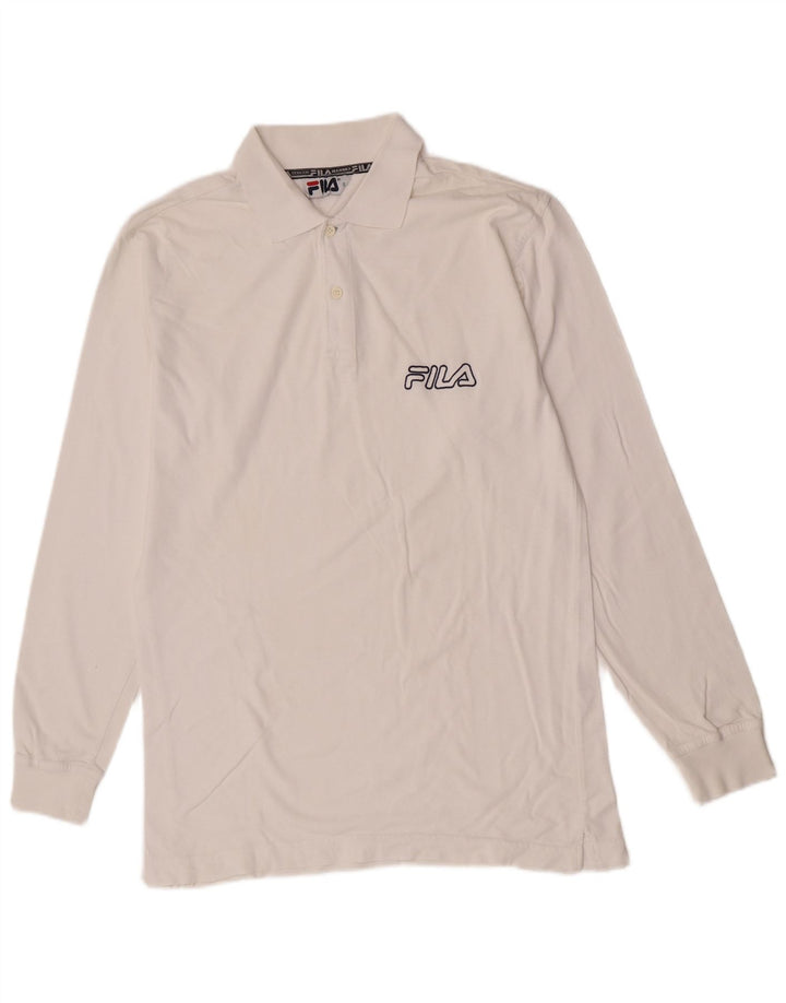 Polo da uomo a maniche lunghe Fila Small in cotone bianco