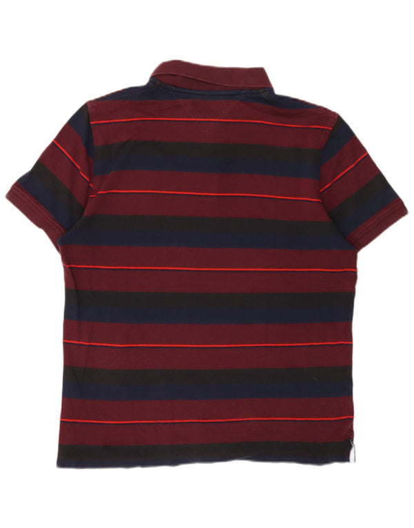Polo slim fit da uomo Tommy Hilfiger grande in cotone a righe bordeaux