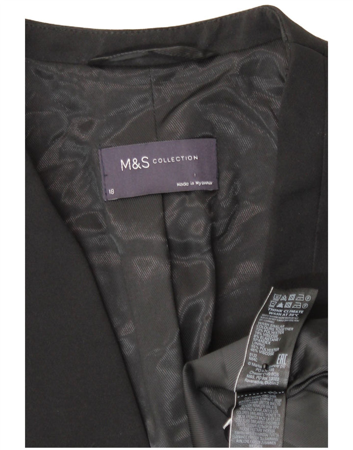 Giacca blazer a 1 bottone da donna Marks & Spencer UK 18 XL poliestere nero